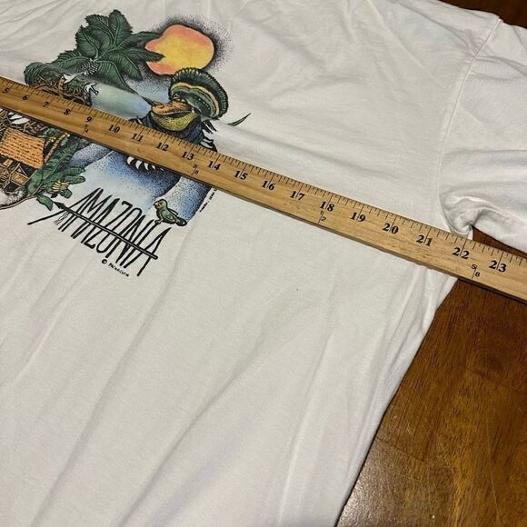 Vintage Amazonian Native Art Graphic Print Long Sleeve Men’s Shirt Moc Neck Sz L - Picture 7 of 9